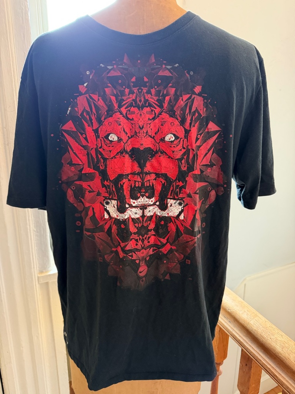 Nike Black LeBron James T-Shirt with Red Lion Graphic size Large